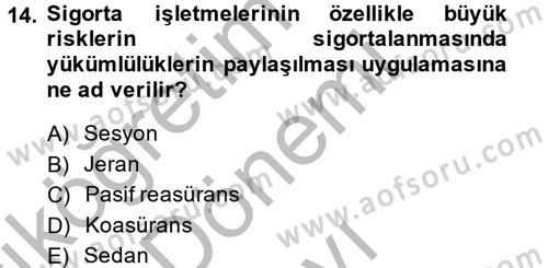 Banka Ve Sigorta Muhasebesi Dersi 2014 - 2015 Yılı (Final) Dönem Sonu Sınav Soruları 14. Soru