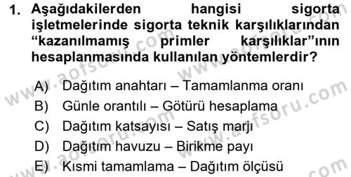 Banka Ve Sigorta Muhasebesi Dersi 2015 - 2016 Yılı (Final) Dönem Sonu Sınav Soruları 1. Soru