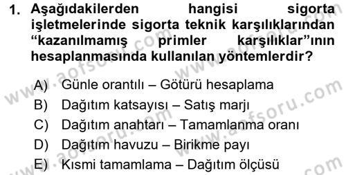 Banka Ve Sigorta Muhasebesi Dersi 2015 - 2016 Yılı Tek Ders Sınav Soruları 1. Soru