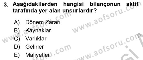 Banka Ve Sigorta Muhasebesi Dersi 2016 - 2017 Yılı 3 Ders Sınav Soruları 3. Soru