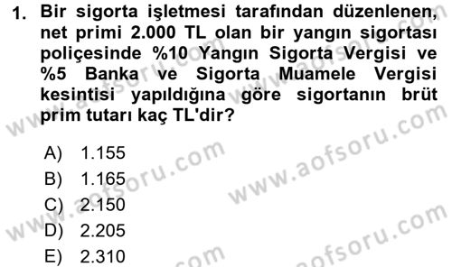 Banka Ve Sigorta Muhasebesi Dersi 2017 - 2018 Yılı (Final) Dönem Sonu Sınav Soruları 1. Soru
