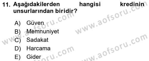 Banka Ve Sigorta Muhasebesi Dersi 2018 - 2019 Yılı 3 Ders Sınav Soruları 11. Soru