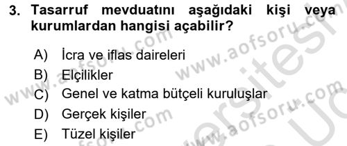 Banka Ve Sigorta Muhasebesi Dersi 2018 - 2019 Yılı 3 Ders Sınav Soruları 3. Soru