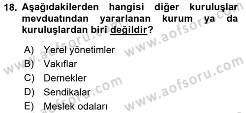 Banka Ve Sigorta Muhasebesi Dersi 2018 - 2019 Yılı (Vize) Ara Sınav Soruları 18. Soru