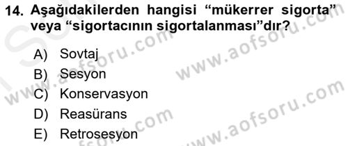 Banka Ve Sigorta Muhasebesi Dersi 2018 - 2019 Yılı (Final) Dönem Sonu Sınav Soruları 14. Soru
