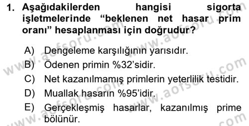 Banka Ve Sigorta Muhasebesi Dersi 2018 - 2019 Yılı Yaz Okulu Sınav Soruları 1. Soru