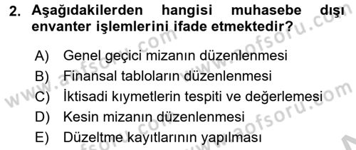 Banka Ve Sigorta Muhasebesi Dersi 2018 - 2019 Yılı Yaz Okulu Sınav Soruları 2. Soru