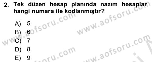 Banka Ve Sigorta Muhasebesi Dersi 2024 - 2025 Yılı Yaz Okulu Sınav Soruları 2. Soru
