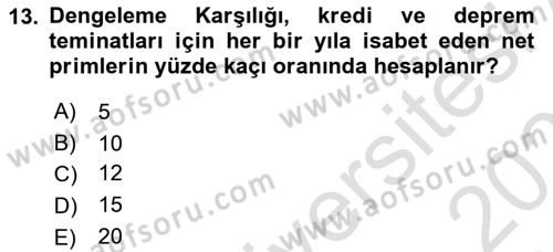 Banka Ve Sigorta Muhasebesi Dersi 2025 - 2026 Yılı (Final) Dönem Sonu Sınav Soruları 13. Soru