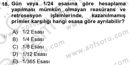 Banka Ve Sigorta Muhasebesi Dersi 2025 - 2026 Yılı (Final) Dönem Sonu Sınav Soruları 18. Soru