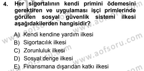 Hayat Sigortaları Ve Bireysel Emeklilik Sistemi Dersi 2012 - 2013 Yılı (Vize) Ara Sınav Soruları 4. Soru