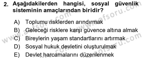 Hayat Sigortaları Ve Bireysel Emeklilik Sistemi Dersi 2015 - 2016 Yılı Tek Ders Sınav Soruları 2. Soru
