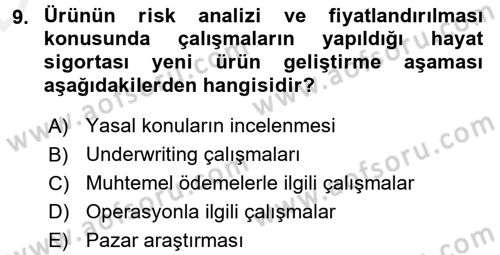 Hayat Sigortaları Ve Bireysel Emeklilik Sistemi Dersi 2015 - 2016 Yılı Tek Ders Sınav Soruları 9. Soru