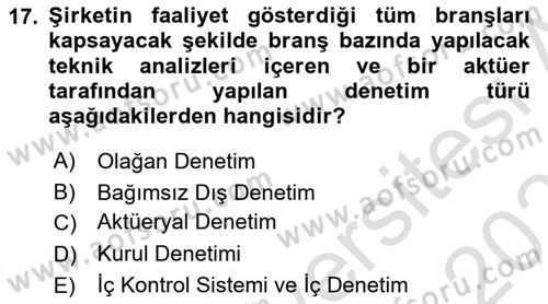 Hayat Sigortaları Ve Bireysel Emeklilik Sistemi Dersi 2020 - 2021 Yılı Yaz Okulu Sınav Soruları 17. Soru