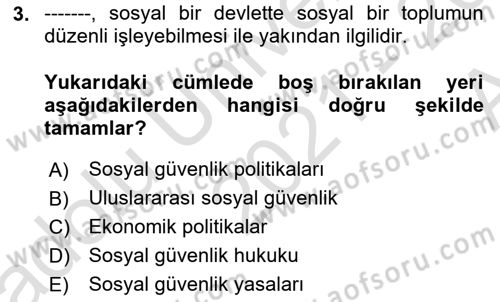 Hayat Sigortaları Ve Bireysel Emeklilik Sistemi Dersi 2021 - 2022 Yılı (Vize) Ara Sınav Soruları 3. Soru