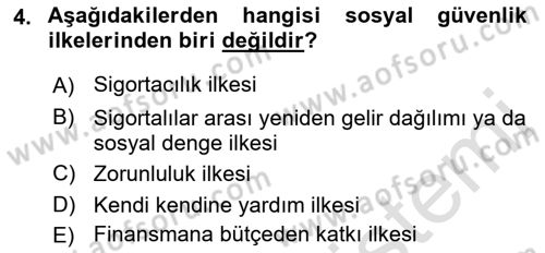 Hayat Sigortaları Ve Bireysel Emeklilik Sistemi Dersi 2022 - 2023 Yılı (Vize) Ara Sınav Soruları 4. Soru