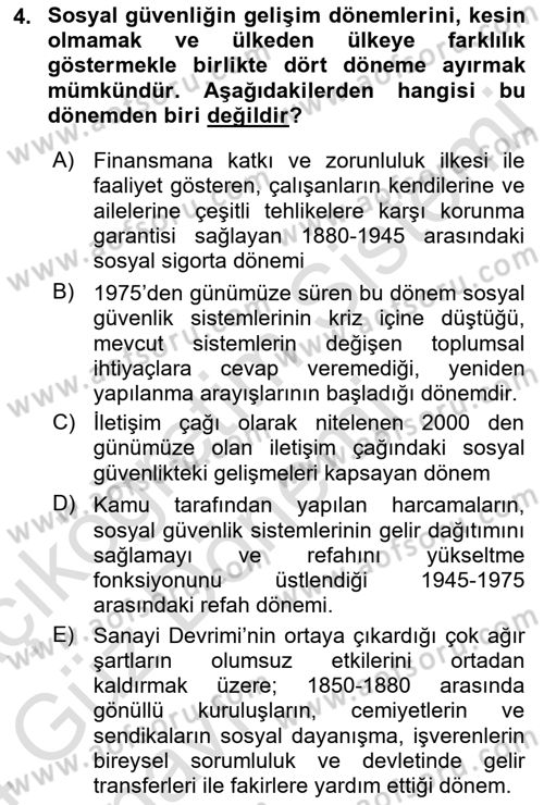 Hayat Sigortaları Ve Bireysel Emeklilik Sistemi Dersi 2023 - 2024 Yılı (Vize) Ara Sınav Soruları 4. Soru