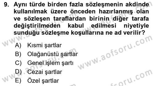 Hayat Sigortaları Ve Bireysel Emeklilik Sistemi Dersi 2023 - 2024 Yılı Yaz Okulu Sınav Soruları 9. Soru