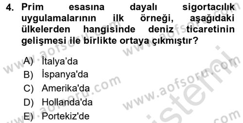 Hayat Sigortaları Ve Bireysel Emeklilik Sistemi Dersi 2024 - 2025 Yılı (Final) Dönem Sonu Sınav Soruları 4. Soru