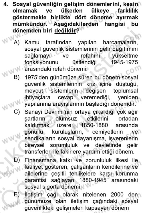 Hayat Sigortaları Ve Bireysel Emeklilik Sistemi Dersi 2024 - 2025 Yılı Yaz Okulu Sınav Soruları 4. Soru