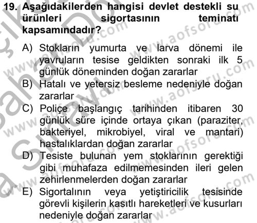 Hayat Dışı Sigortalar Dersi 2012 - 2013 Yılı (Vize) Ara Sınav Soruları 19. Soru