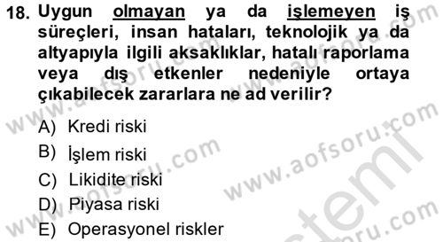 Hayat Dışı Sigortalar Dersi 2014 - 2015 Yılı Tek Ders Sınav Soruları 18. Soru
