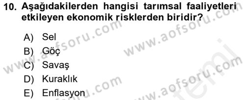 Hayat Dışı Sigortalar Dersi 2017 - 2018 Yılı 3 Ders Sınav Soruları 10. Soru