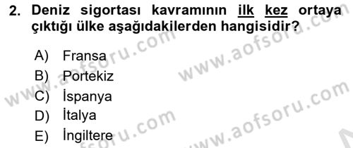 Hayat Dışı Sigortalar Dersi 2021 - 2022 Yılı (Final) Dönem Sonu Sınav Soruları 2. Soru