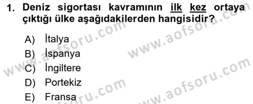 Hayat Dışı Sigortalar Dersi 2022 - 2023 Yılı Yaz Okulu Sınav Soruları 1. Soru