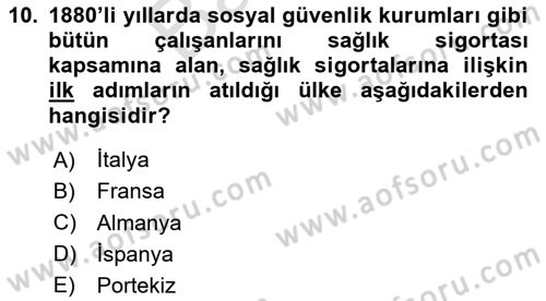 Hayat Dışı Sigortalar Dersi 2023 - 2024 Yılı (Final) Dönem Sonu Sınav Soruları 10. Soru