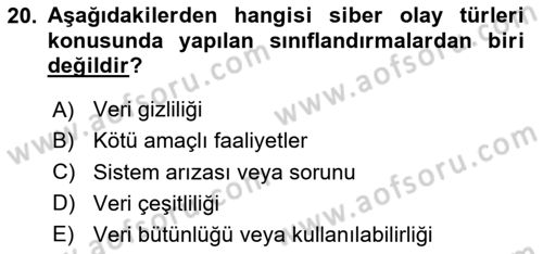 Hayat Dışı Sigortalar Dersi Yaz Okulu Sınavı Deneme Sınav Soruları 20. Soru