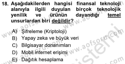 Hayat Dışı Sigortalar Dersi 2024 - 2025 Yılı Yaz Okulu Sınav Soruları 18. Soru