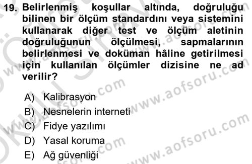 Hayat Dışı Sigortalar Dersi Yaz Okulu Sınavı Deneme Sınav Soruları 19. Soru