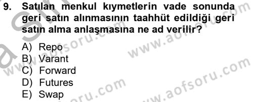 Portföy Yönetimi Dersi 2012 - 2013 Yılı (Vize) Ara Sınav Soruları 9. Soru