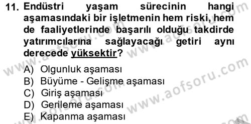 Portföy Yönetimi Dersi 2014 - 2015 Yılı (Final) Dönem Sonu Sınav Soruları 11. Soru