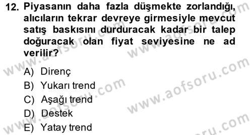 Portföy Yönetimi Dersi 2014 - 2015 Yılı Tek Ders Sınav Soruları 12. Soru