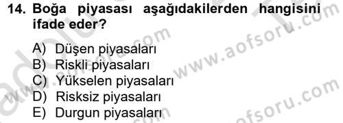 Portföy Yönetimi Dersi 2014 - 2015 Yılı Tek Ders Sınav Soruları 14. Soru