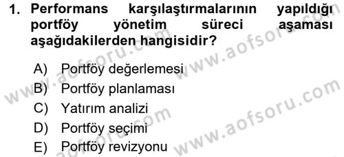 Portföy Yönetimi Dersi 2015 - 2016 Yılı (Vize) Ara Sınav Soruları 1. Soru