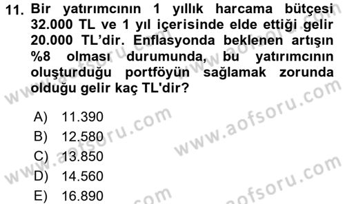 Portföy Yönetimi Dersi 2015 - 2016 Yılı (Vize) Ara Sınav Soruları 11. Soru