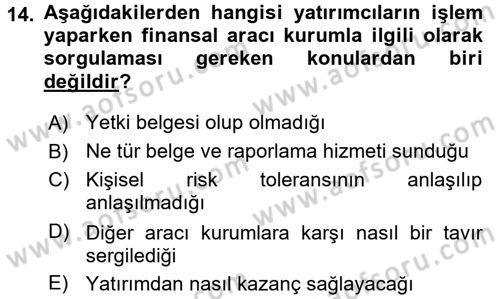Portföy Yönetimi Dersi 2015 - 2016 Yılı (Vize) Ara Sınav Soruları 14. Soru