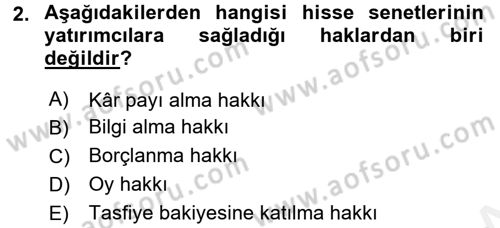 Portföy Yönetimi Dersi 2015 - 2016 Yılı Tek Ders Sınav Soruları 2. Soru