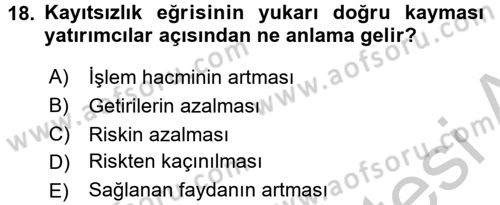 Portföy Yönetimi Dersi 2016 - 2017 Yılı (Vize) Ara Sınav Soruları 18. Soru