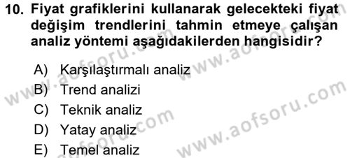 Portföy Yönetimi Dersi 2016 - 2017 Yılı (Final) Dönem Sonu Sınav Soruları 10. Soru