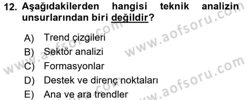 Portföy Yönetimi Dersi 2017 - 2018 Yılı 3 Ders Sınav Soruları 12. Soru