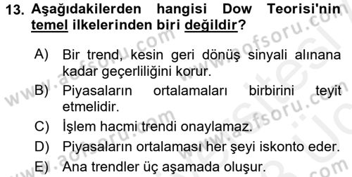 Portföy Yönetimi Dersi 2017 - 2018 Yılı 3 Ders Sınav Soruları 13. Soru
