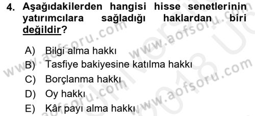 Portföy Yönetimi Dersi 2017 - 2018 Yılı 3 Ders Sınav Soruları 4. Soru