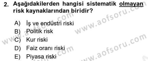 Portföy Yönetimi Dersi 2017 - 2018 Yılı (Vize) Ara Sınav Soruları 2. Soru
