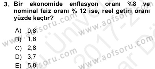 Portföy Yönetimi Dersi 2017 - 2018 Yılı (Vize) Ara Sınav Soruları 3. Soru