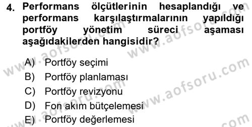 Portföy Yönetimi Dersi 2017 - 2018 Yılı (Vize) Ara Sınav Soruları 4. Soru