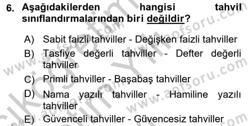 Portföy Yönetimi Dersi 2018 - 2019 Yılı Yaz Okulu Sınav Soruları 6. Soru